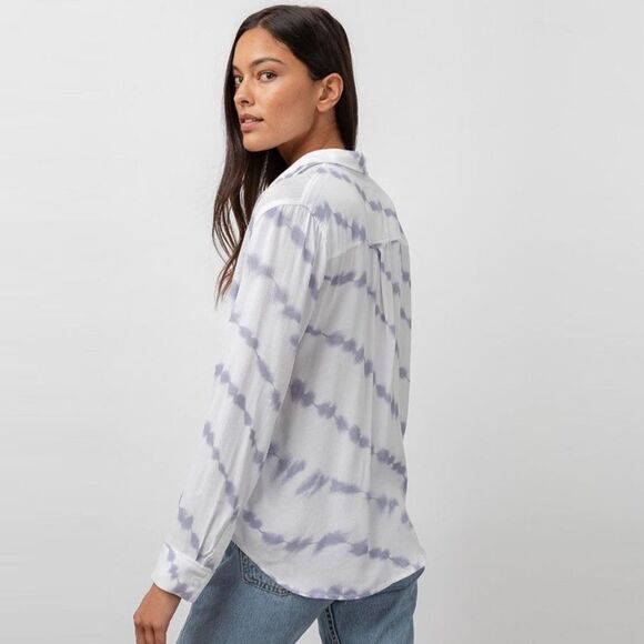 RAILS Hunter Tie Dye Button Down Shirt Blue White Size M - Picture 3 of 11